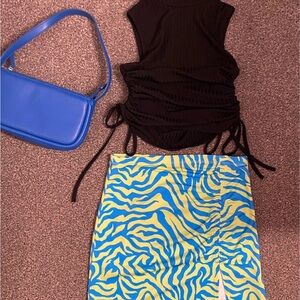 Green and blue skirt